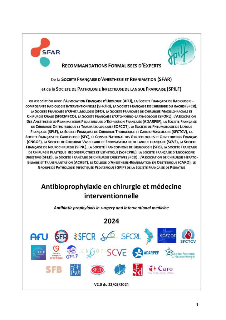 RFE Antibioprophylaxie – SFAR 2024
