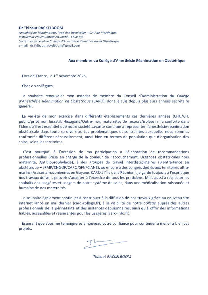 RACKELBOOM Thibaut – Candidature CA CARO 2025