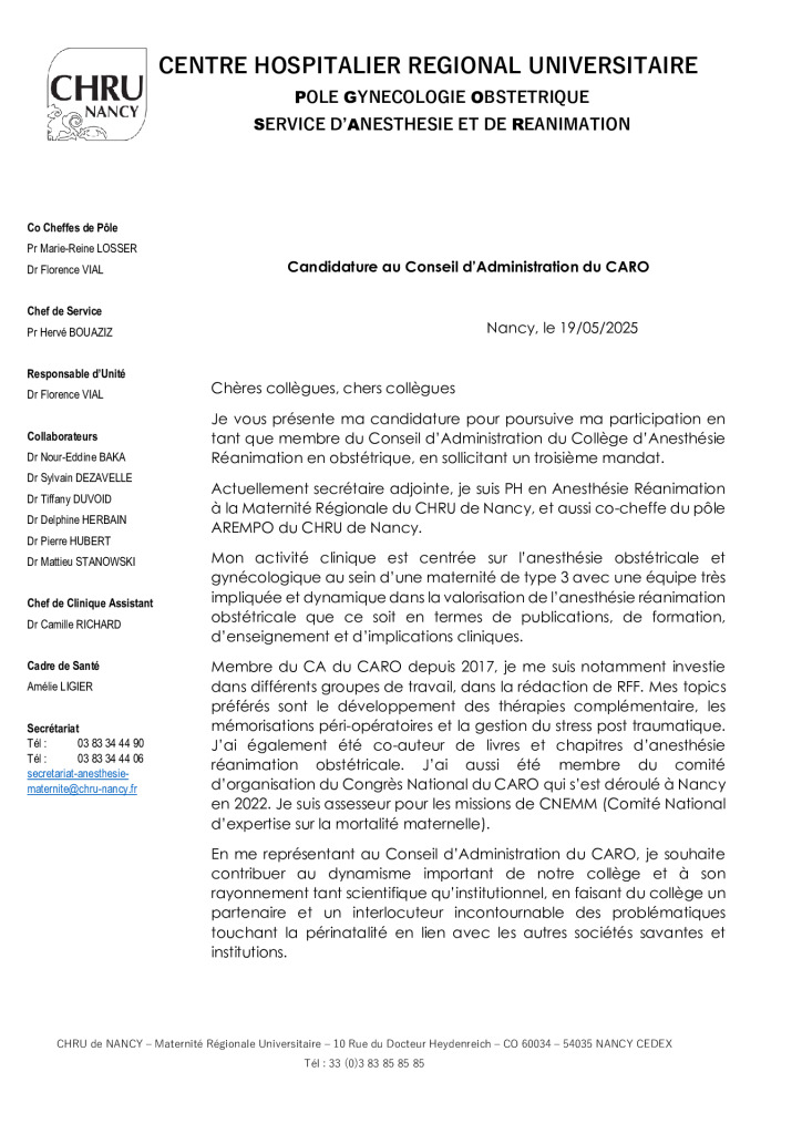 VIAL Florence – Candidature CA CARO 2025